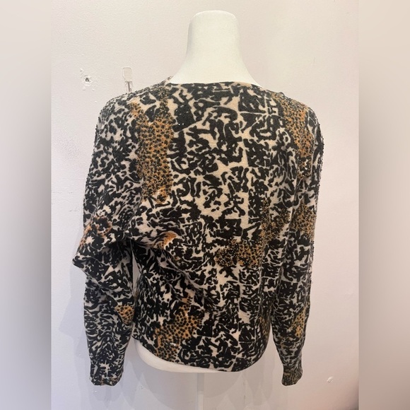 Cache Vintage 80s Leopard Print Sweater Size Small Wool Blend - Picture 2 of 3